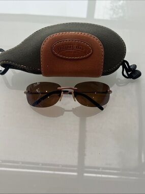 Field & Stream Brown Lens Rimless Sunglasses with Olive Canvas Case